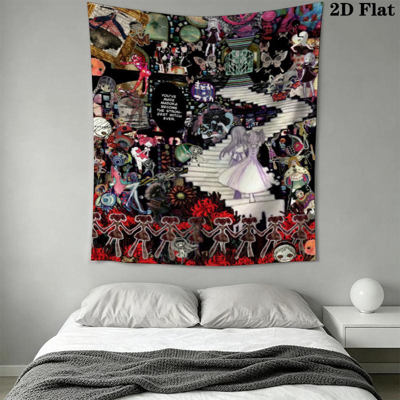 Puella Magi Madoka Magica Wall Tapestry Aesthetic Wall Hanging Printed Fabric Blanket Decorative Tapestries for Bedroom Living Room Home Decor