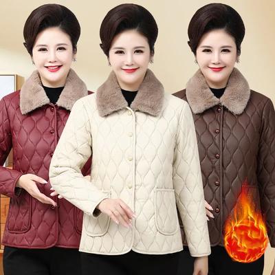 Oudere Vrouwen Winterjas Herfst Fluweel Mama Bovenkleding Warme Katoen Gevoerde Jas Winter Losse Katoenen Jas