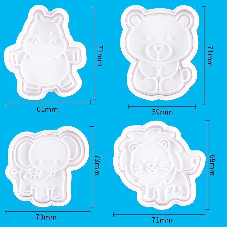 4pcs Cookie Stamp Biscuit Mold 3D Cookie Plunger Cutter DIY Baking Mould Easter Rabbit Cookie Cutters for Kitchen Tools