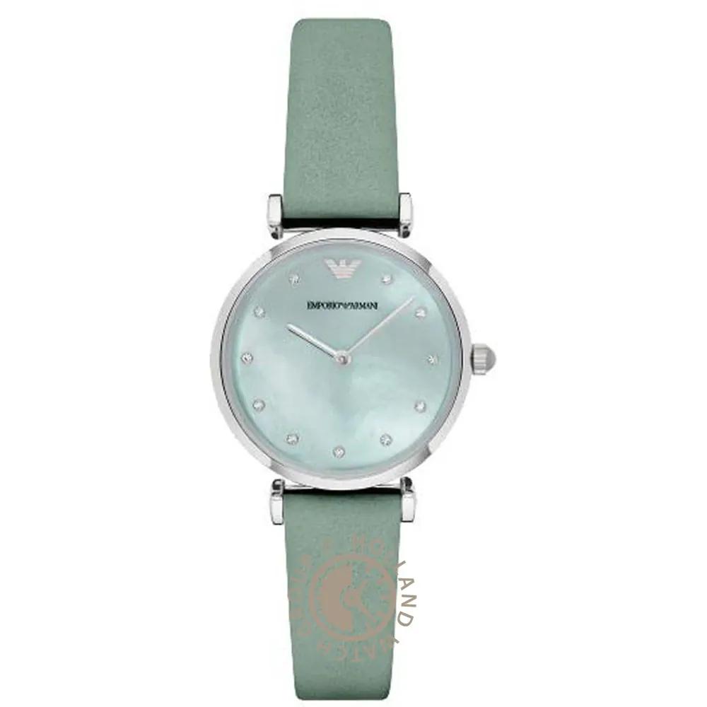 

Emporio Armani Gianni T-Bar Mother of pearl Green Leather Ladies Quartz AR1959 мать жемчужного