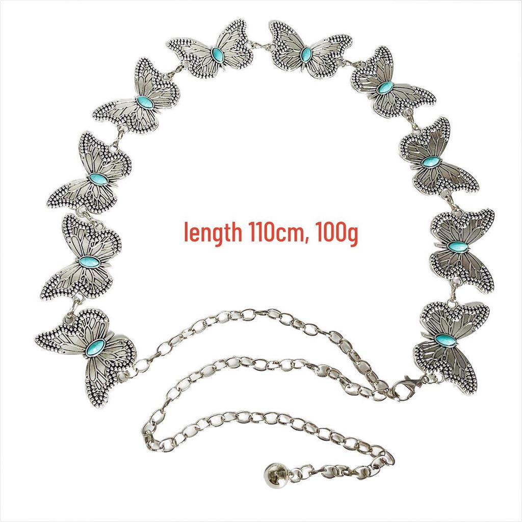 Damen Ethno-Stil Schmetterling Taillenkette: Modischer Metallgürtel für Rock oder Kleid
