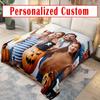 1pc Customizable Flannel Bed Blanket - Personalized Po Print, All-Season Microfiber Blanket, Machine Washable, Digital Print