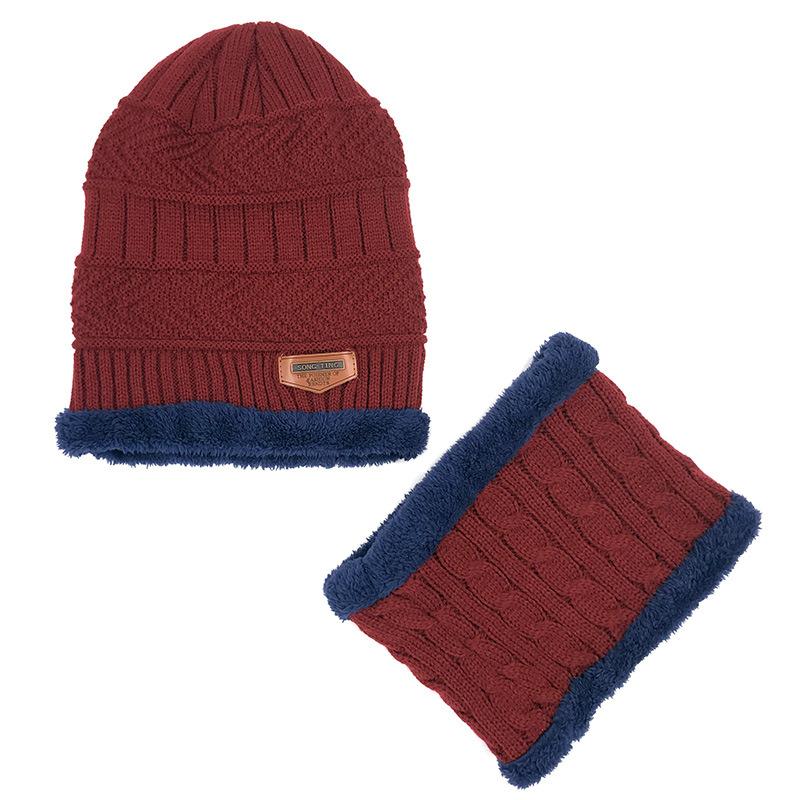 Adult Winter Wool Hat, Men'S Velvet Knitted Hat, Women'S Pullover Scarf, Two-Piece Hat Scarf