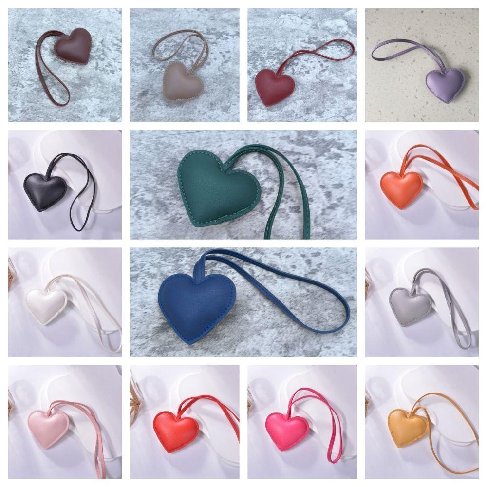 Car Keyring Heart Keychain PU Leather Bag Pendant Multi-color PU Leather Hanger  Women