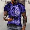 Men's T-Shirts Summer Animal Wolf  Pattern 3D Print Tops Tees Summer Women Streetwear Fashion Oversized T Shirt Men Clothing