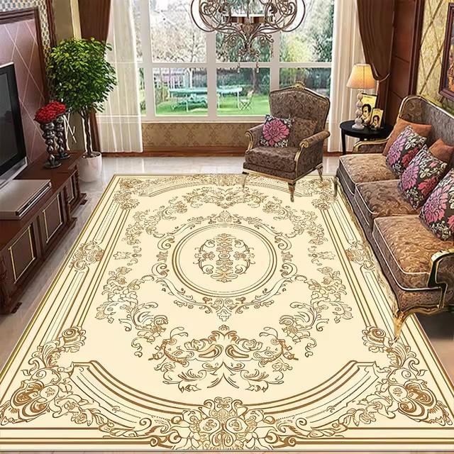 Blomstrete Tepper i Stor Størrelse Stue Europeisk Dekor Sklisikre Sofaområde Tepper til Soverom Garderobe Gulvmatte Vaskbar