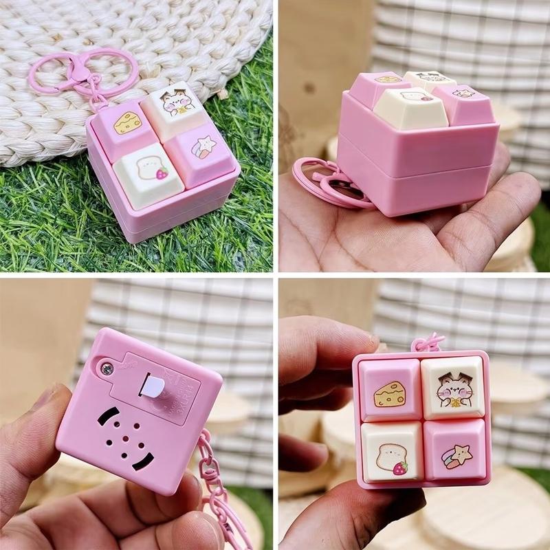 Four-key Fingertip Pressing Key Keychain Adult Stress-relieving Finger Keyboard Game Key Chain Fun with Sound and Light Toys