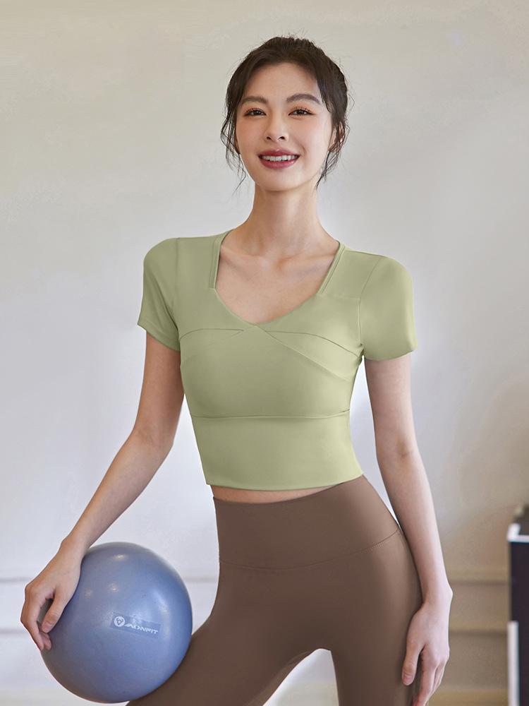 2025 Women's Summer Short Sleeve Yoga & Fitness Slimming Running T-shirt