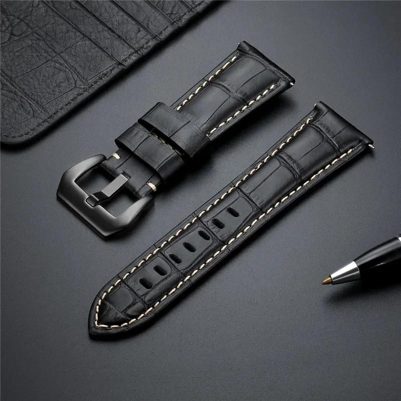 High Quality Genuine Leather Watch Strap 20mm 22mm 24mm 26mm Men Watchband Black Brown Blue Leather Watch Band