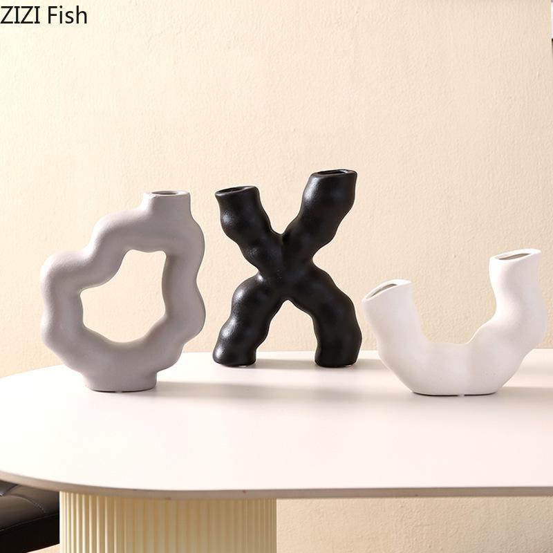 Creative Twisted Irregular Ceramic Vase Plant Pots Table Decoration Ornaments Flower Arrangement Vases Room Aesthetic Decor