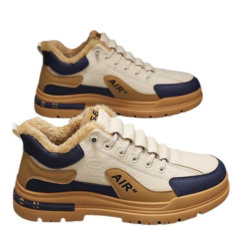 Arbeitsversicherung Herrenschuhe Herbst Lederoberfläche Freizeitschuhe Winter Samt Baumwollschuhe Dicke Sohle Erhöhend Forrest Gump Papa
