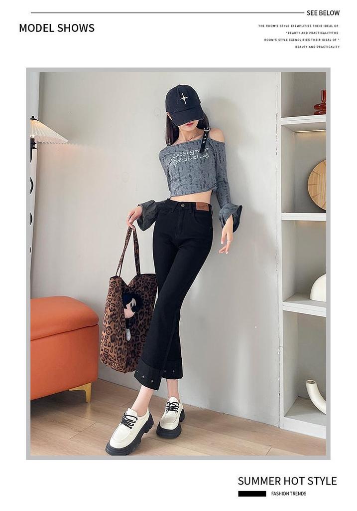 High-Waisted Slimming Straight-Leg Cigarette Jeans for Petite Women, Spring/Autumn 2026, Good Drape