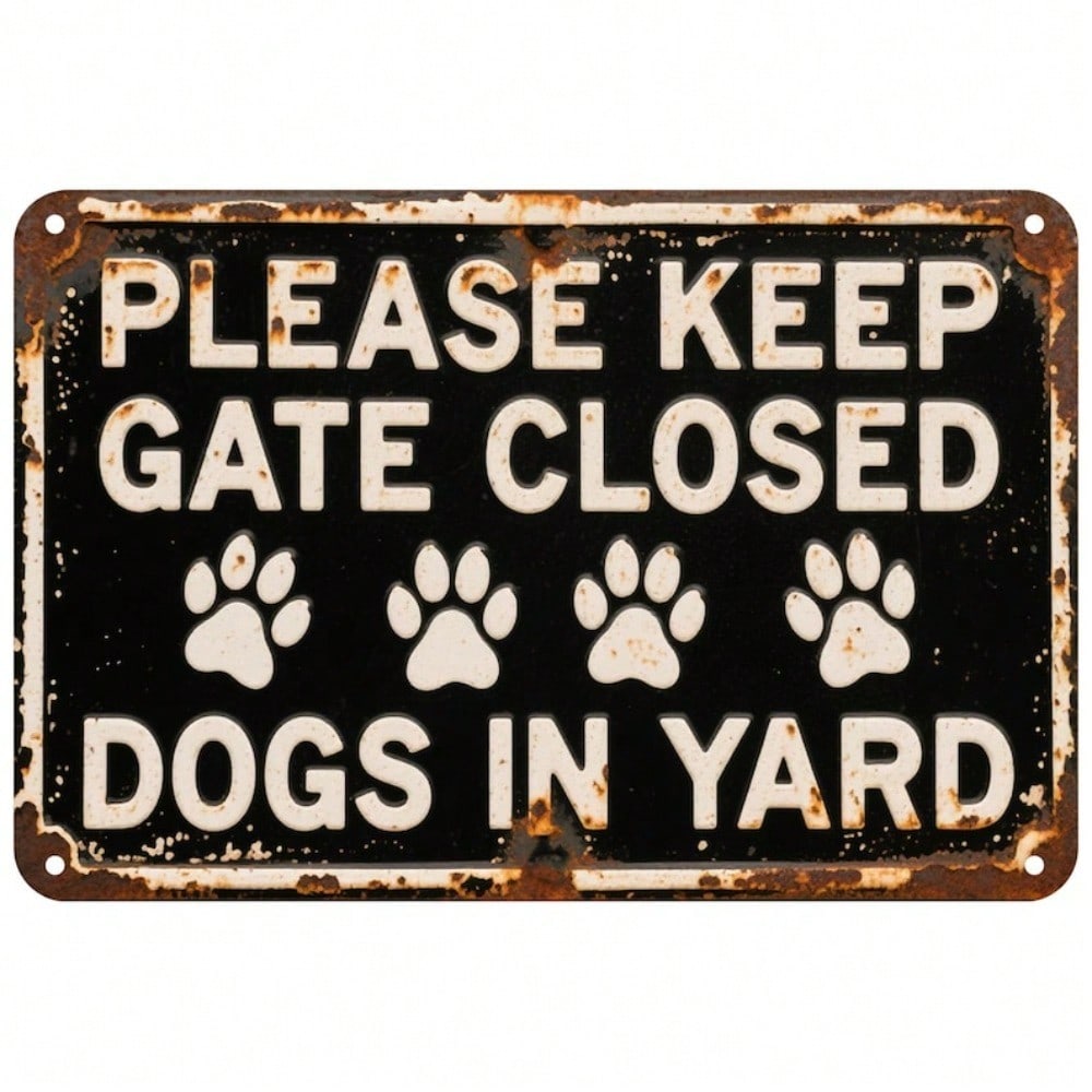 Vintage Metal Dog Warning Sign Rustic Yard Gate Plaque Funny Pet Safety Outdoor 20x30