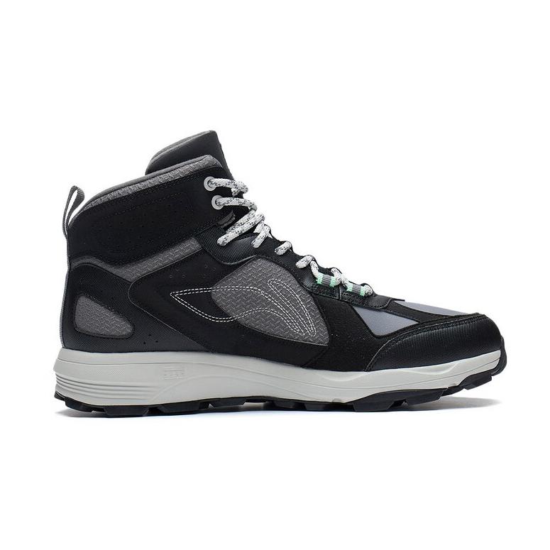 New LiNing Slip Resistant, Abrasion Resistant, Reflective High Top Running Shoes Men's Black Gray ARDS011-2