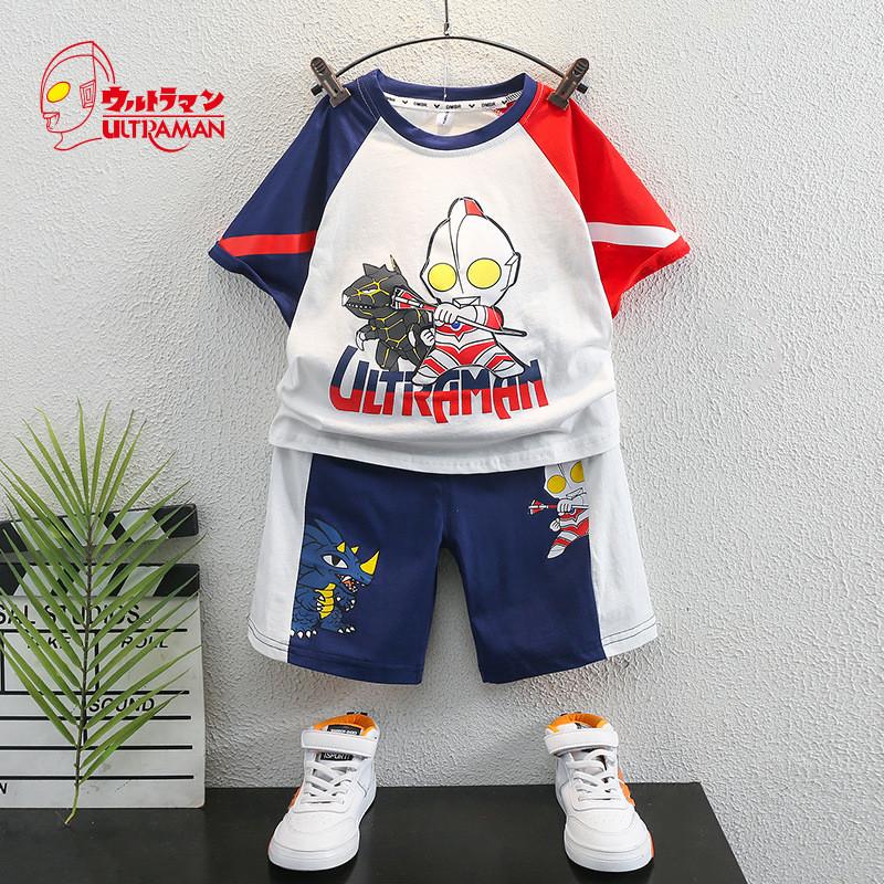 Trendy Ultraman Boys Summer Outfit For Kids Stylish Two-piece Set For Ages 3 To 8