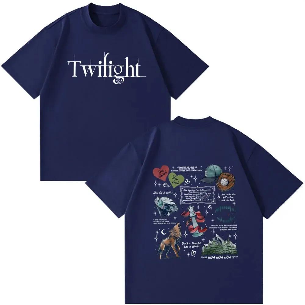 Twilight Movie Double Sided Tattoo Art Collage T-Shirt Saga Quotes Vintage White Unisex Women And Men T-shirts