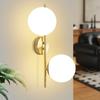 Indoor Wall Sconce - NETTLIFE - Hallway Model 2xE27 - White Metal - Glass Lampshade