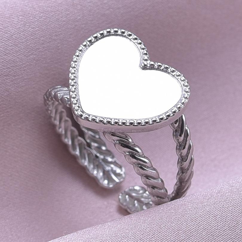 Klassisk Retro Öppningsbar Justerbar Ring Oregelbunden Geometri Hjärta Ellips Vattendroppe Glänsande Rostfritt Stålringar Semesterpresent