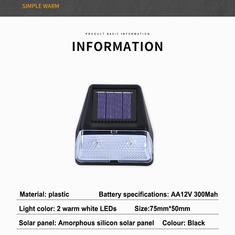 Solar Wall Light Outdoor Waterproof LED Smart Light Control Wall Lamp Street Garden Stair Fence Outdoor Decorative Wall Light