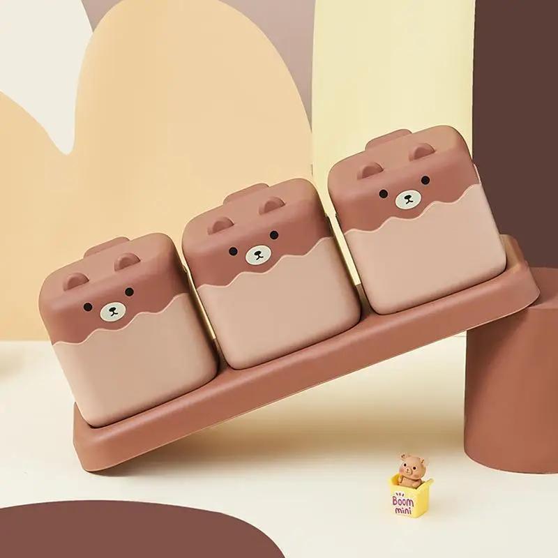 New Cartoon Seasoning Box Kitchen Household Seasonings Combination Set Seasoning Jar Seasonings Bottle Seasoning Jar Salt Jar