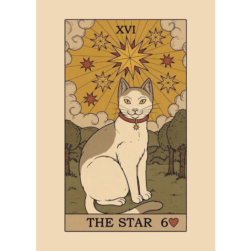 Vintage Mond Kaiserin Sonne Liebe Tod Katze Tarotkarte Poster Leinwandgemälde Wandkunst Bilder Heim Eingang Bar Café Dekor