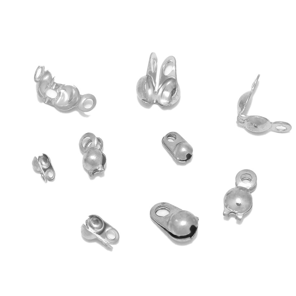 50-100pcs Gold Fitting Stainless Steel Ball Chain Calotte Crimps Beads Connectors End Clasps for DIY Bracelet Necklace Making