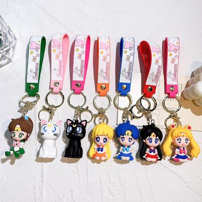 Anime Sailor Moon Keychain Fashion Jewelry Resin Action Figures PVC Key Ring Bag Pendant