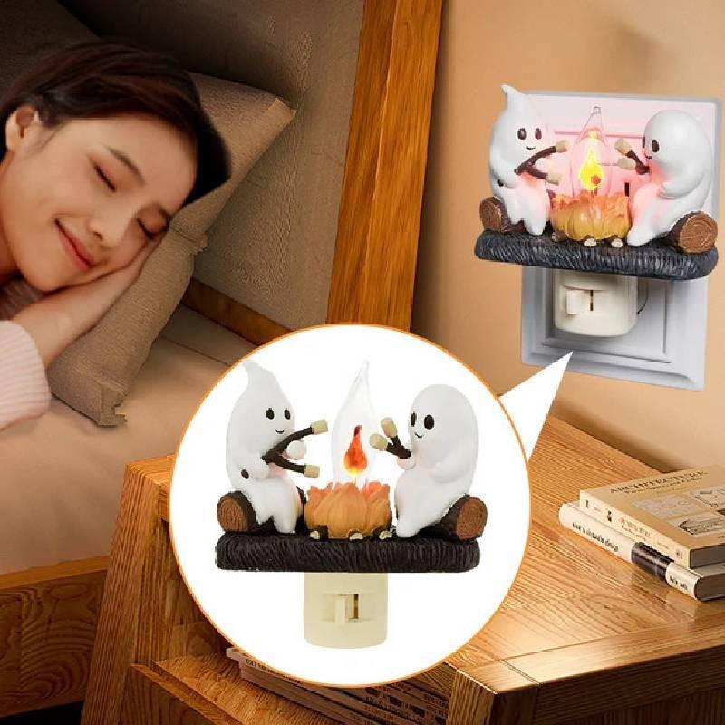 Ghost Campfire Flickering Nightlight Modern Minimalist Halloween Decor For Spooky Atmosphere