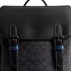 Coach Hitch 31 Brand Print Flap Closure Coated Canvas And Refined Calfskin Backpack Large Men Backpack Black CV985-BLC