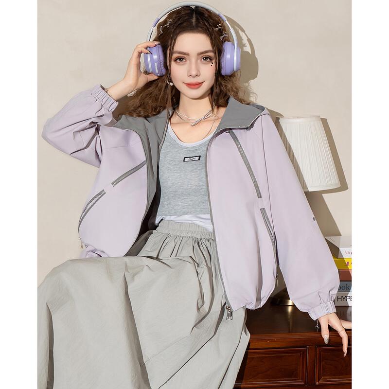 ET BOITE Color-Block Hooded Multi-Zipper Jacket
