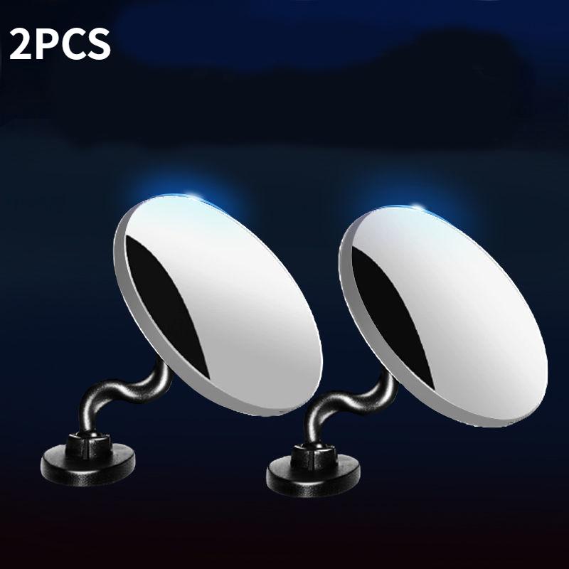 2PC Car Blind Spot Rearview Round Shape Wide-Angle 360 Degree Adjustable Universal Waterproof Car Mirror Rain Blocker Blind
