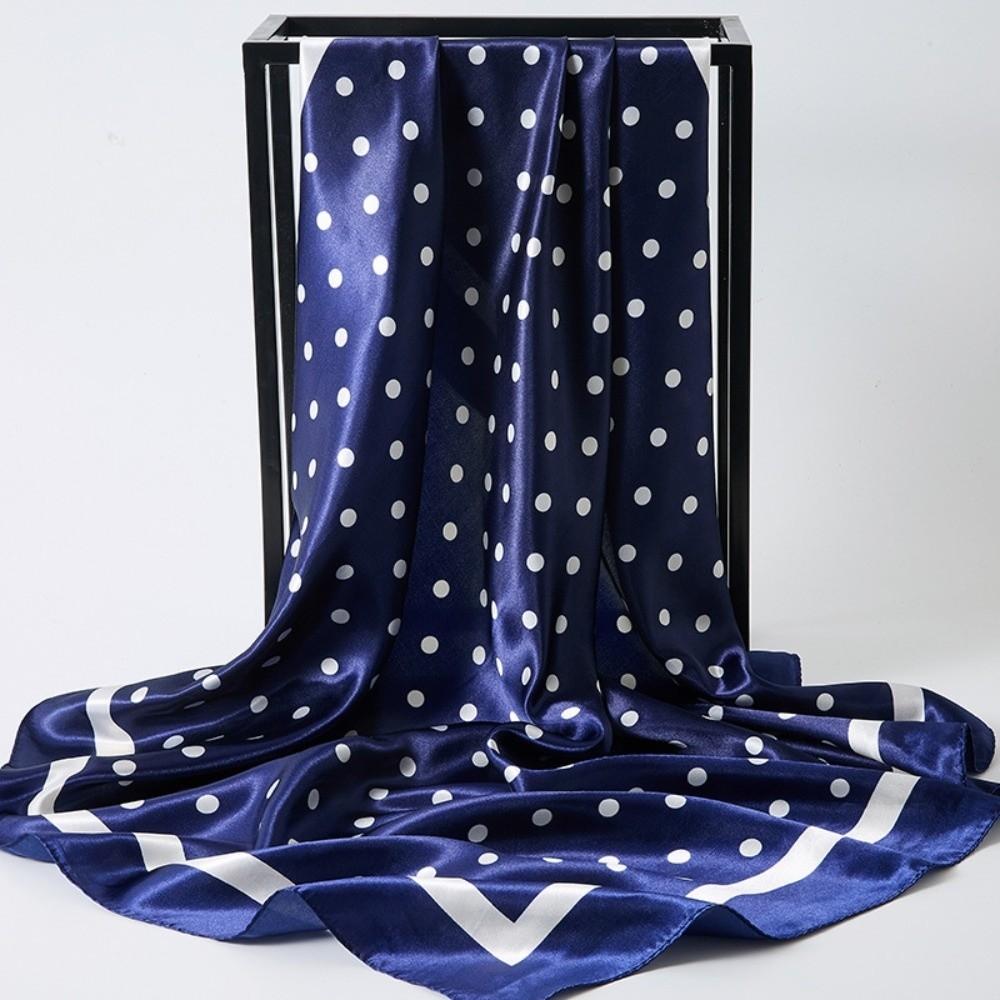 90X90CM Square Scarf Dot Printed Imitation Silk Scarfs New Femme Turban  Bag Accessories