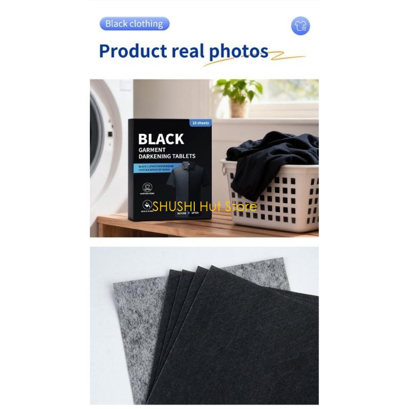 10pcs Efficient Color Restoring Laundry Sheets for Dark Clothes Renew Black Dye D57B