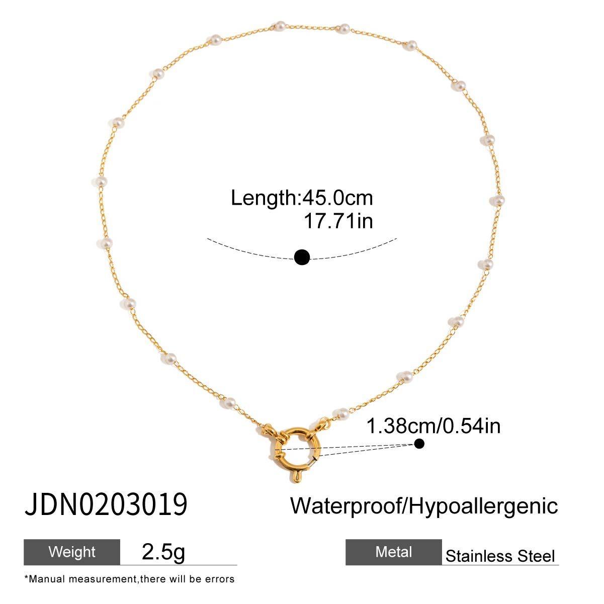 High-Quality Non-Tarnish 18K Gold Plated Stainless Steel Imitation Pearl Pendant Necklace Gift
