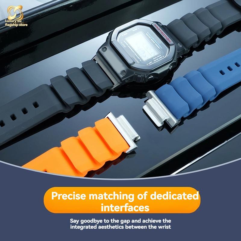 For Casio Small Square GW-B5600 GW-M5610 DW5600 GA2100 GM5600 High Quality Soft Silicone Men's Metal Conversion Watch Strap