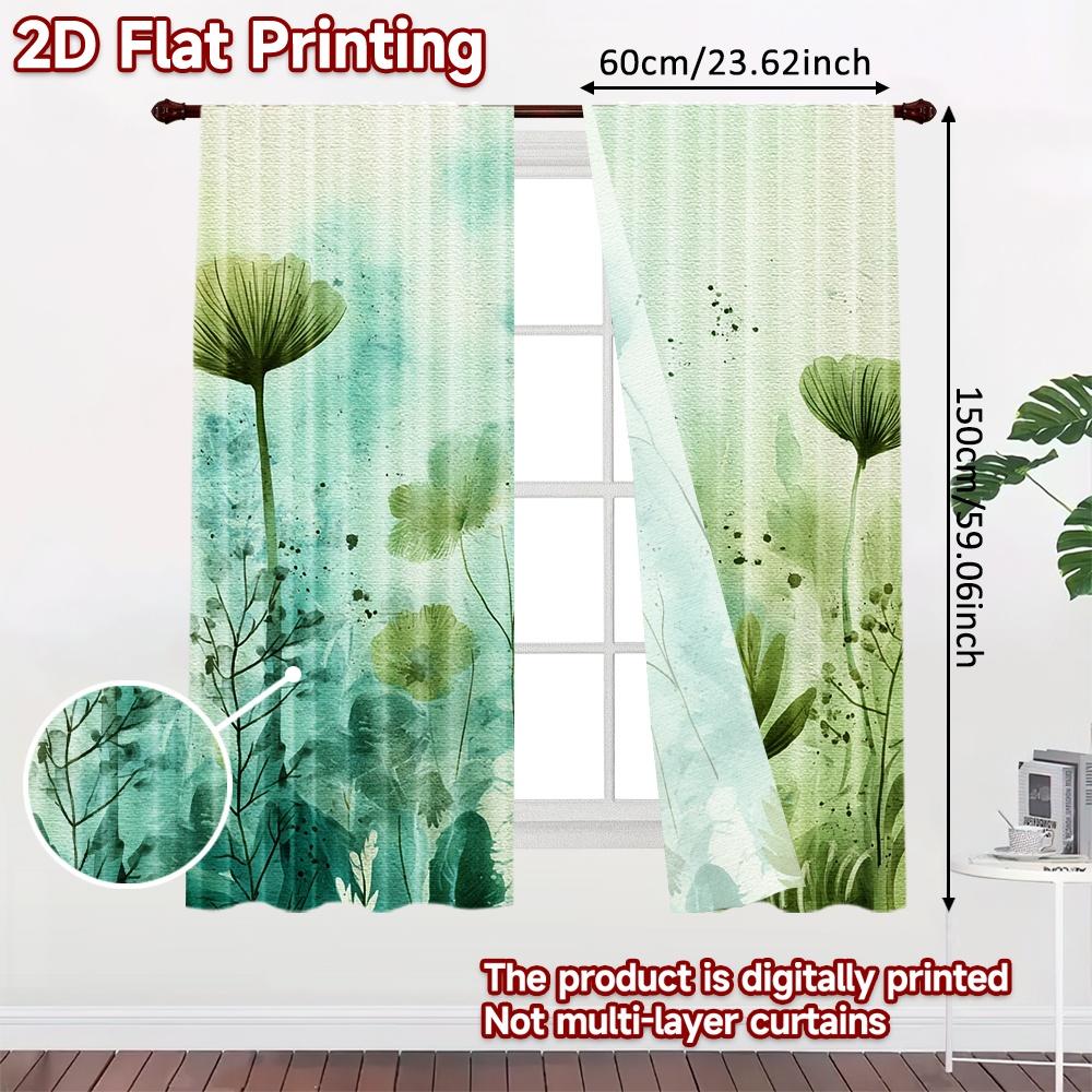 2D FLAT PRINTING 2pcs Curtains (Without Rod) Floral Watercolor Greenery Saint Patrick is Day holiday curtains with digital