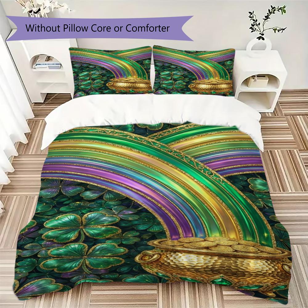 Coins&Rainbows Pattern Bedding Uilt Set Uilt Cover Pillowcase Home Decoration Birthday Gift (1 * Duvet Cover + 2 * Pillowcase  Without Core)116