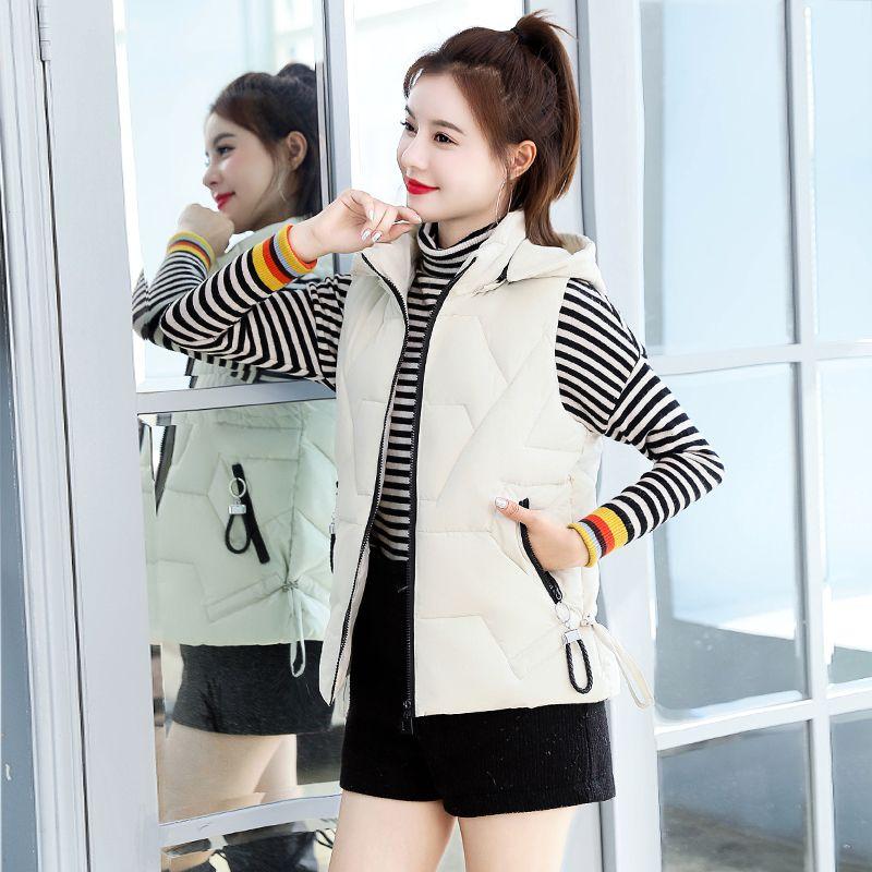 Hooded Down Vest Women's Short Korean Style Autumn and Winter Slim Down Vest Vest Thick Jacket