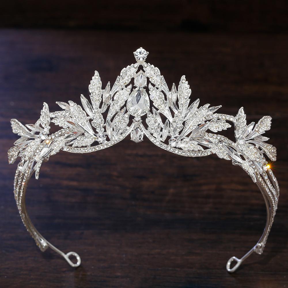 

KMVEXO Изысканная Корона Цветок Листья Кристалл AB Цвета Стразы Принцесса Конкурс Диадема Свадебные Аксессуары Для Волос Тиары Украшения