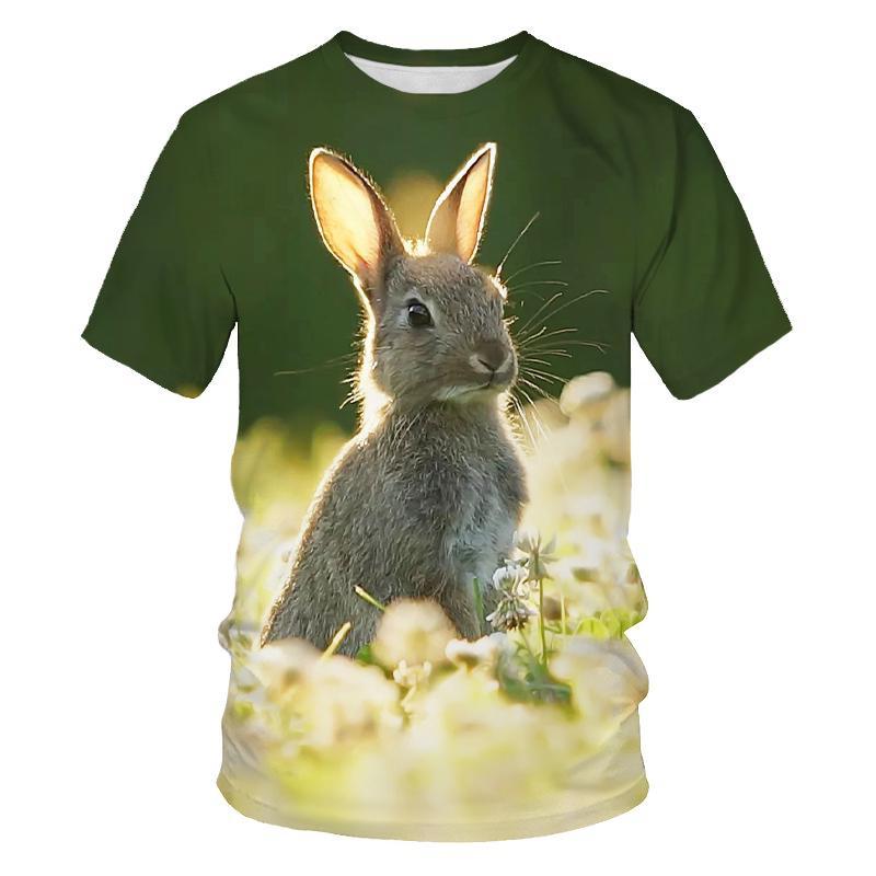 Fashion Cute Rabbit Hare Bunny 3D Print T-Shirts Summer Men Women Short Sleeve T Shirt Oversized Harajuku Tees Tops Kid Clothing