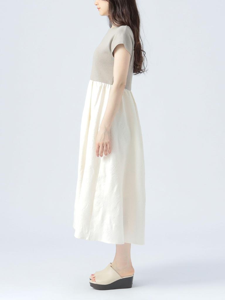 Beams Heart Jacquard Combination One Size Women's Dress, Beige,