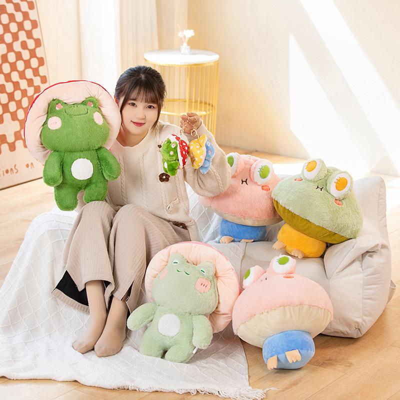 Non-Toxic Funny Mushroom Frog Doll Stuffed Plush Toys Frog Doll Christmas Gift Toys Home Decoration