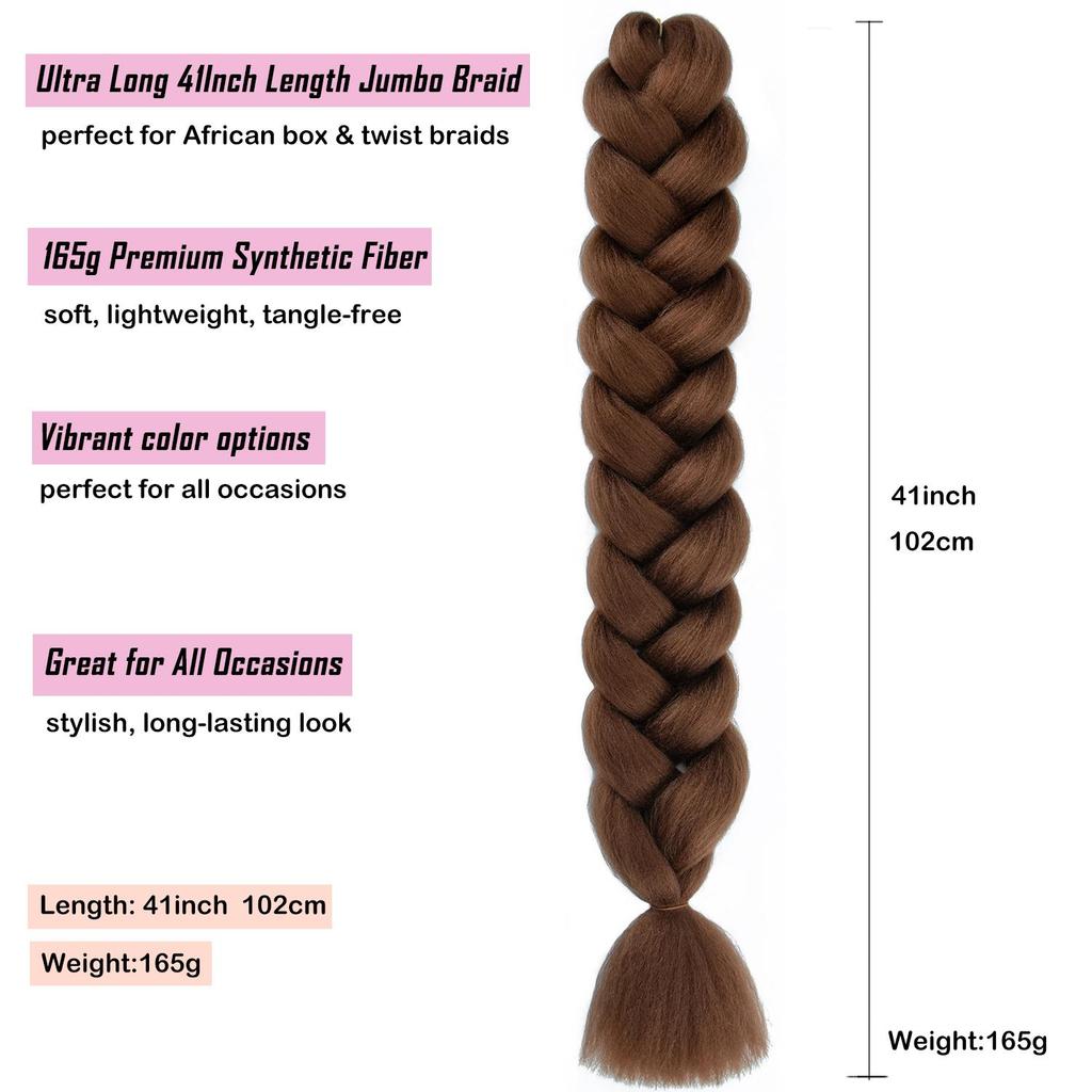 41 Inch 165g Ultra Long Jumbo Braid Hair Synthetic Colorful Braiding Hair Extensions for African Braids Women DIY Hairstyle