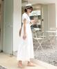 Ppaeppae Banded Frill Back Ribbon V-Neck Long Dress