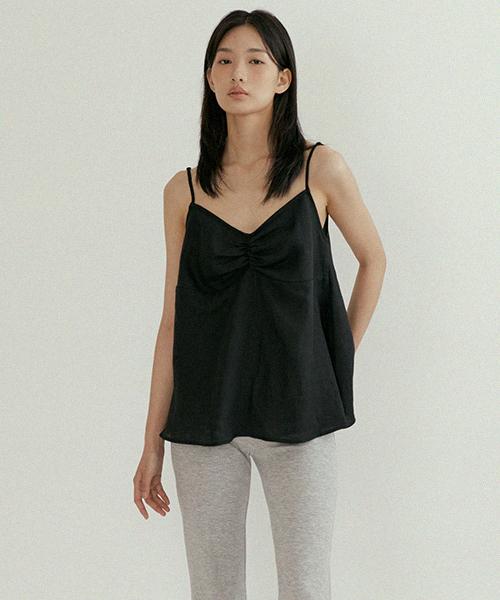 Lingseoul Linen Bamboo Blended Sleeveless-Black