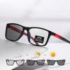 Photochromic Myopia Glasses For Men Women Sports Anti-Blue Light Near Sight Eyewear Color Changing Black Red Frame Eyeglasses