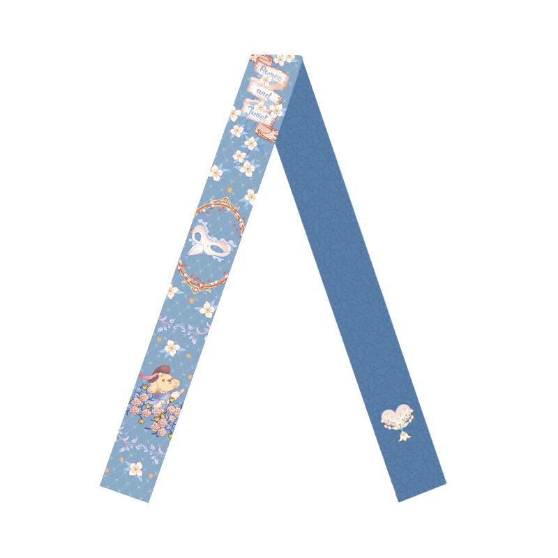 Pink and Blue Girl s Heart Romantic Hair Strip French Retro Bag Handle Scarf Hair Tie Silk Scarf синий