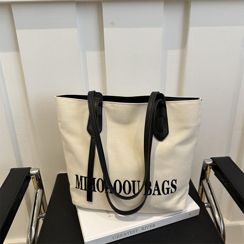 Large Capacity Canvas Bag, Women's New Autumn Casual Shoulder Bag, College Student Class Commuter Bag, Tote Bag