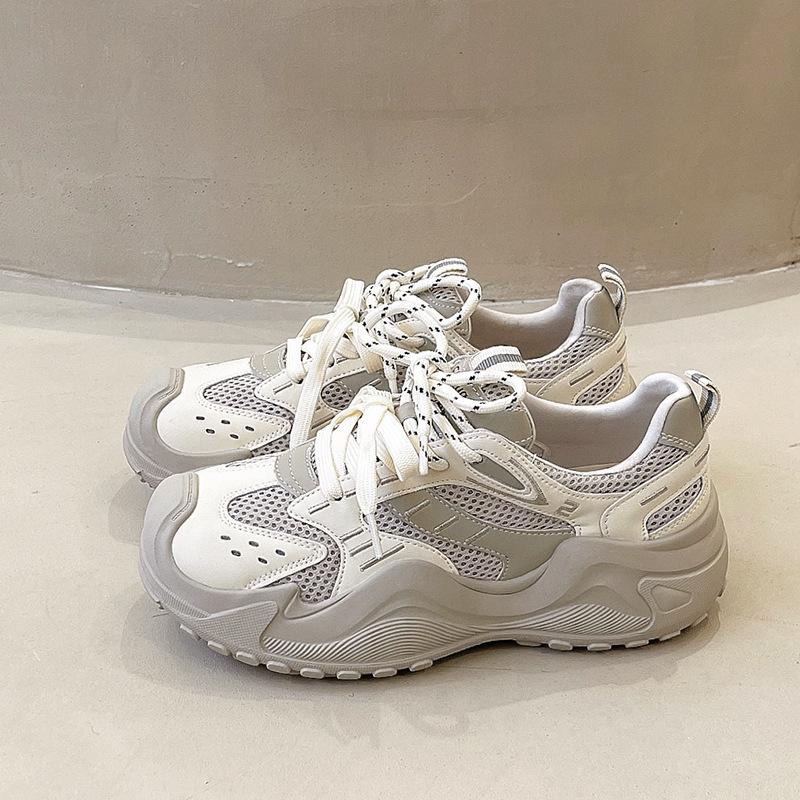 

Daddy shoes women s 2025 new spring fashion versatile sports shoes mesh breathable inner height increase casual white shoes 35