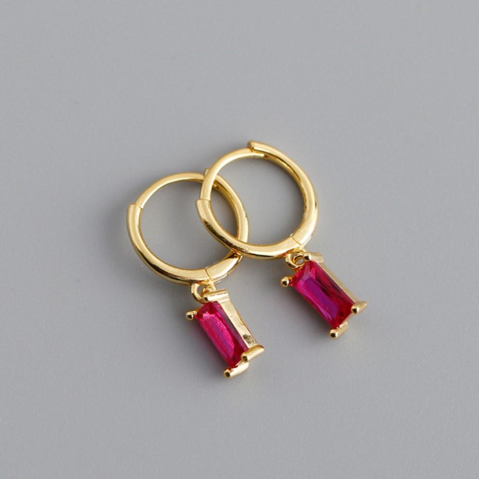 Latest Multi Color CZ Hoop Earrings 925 Sterling Silver Jewelry Rhodium Gold Plated Earrings for Women